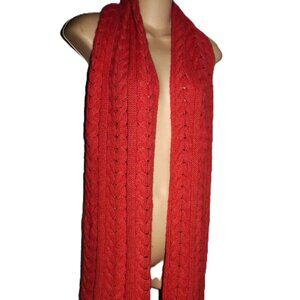 Brooks Brothers wool cashmere chunky cable knit tassels long scarf 88x9"